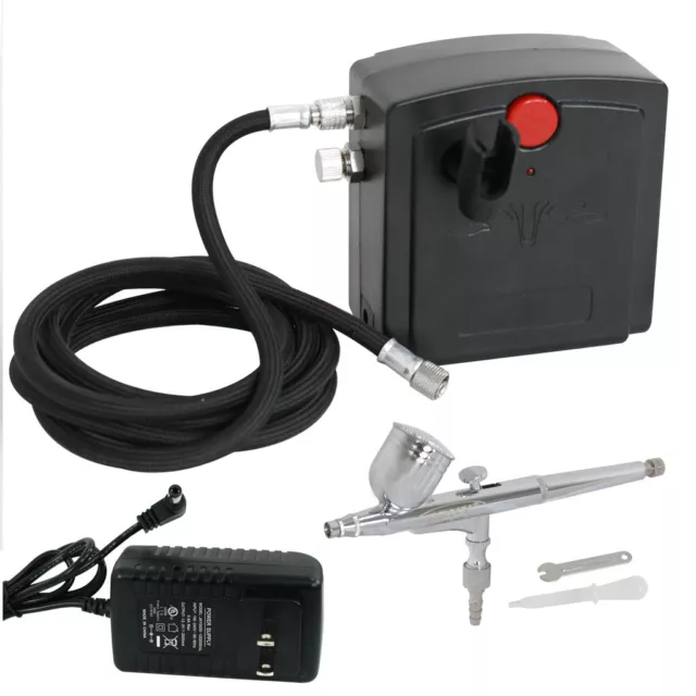 Airbrush Compressor Kit Dual Action Spray Air Brush Set Tattoo Nail Tool TC-100 3