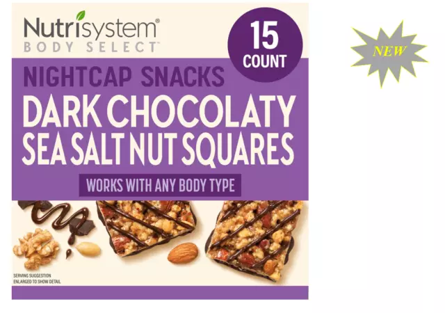 NUEVO Nutrisystem Chocolate Oscuro Sal Marino Cuadrados, 15 quilates - Envío Gratuito