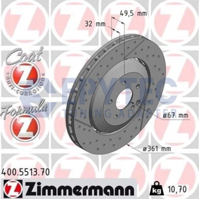 2xBremsscheibe 361x32mm Zimmermann Mercedes Benz SLK CLK 63 AMG 55 AMG Formula Z