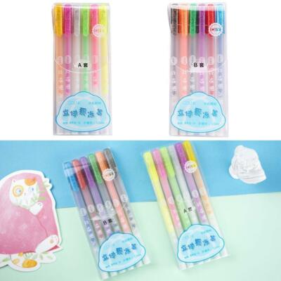 6PCS/set 3D Jelly Lucido Set Penna Inchiostro RAVVIVA grafia Dry pulite le superfici 