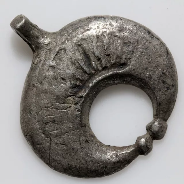 Ancient Roman silver lunar crescent pendant circa 100-200 AD