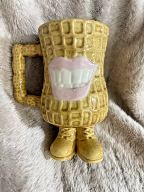 Smiling Peanut Man Ceramic Cup Mug 5.5" Tall Vintage 1978