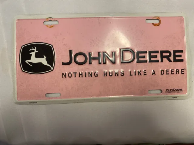 John Deere License Plate *  Pink   *  Metal *