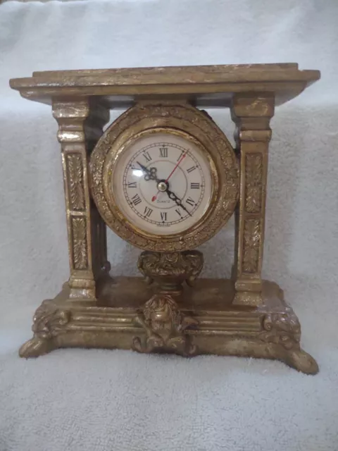 Vintage Gold Painted Ornate Baroque Style Decorative Mantel Clock