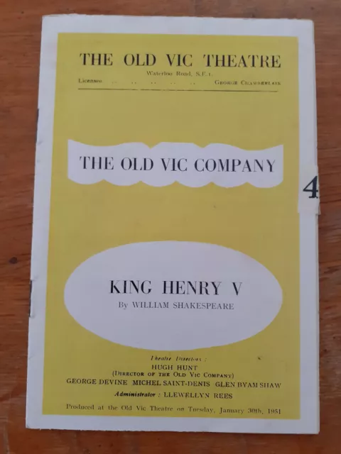 King Henry V The Old Vic Theatre programme