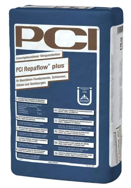 Hormigón fundido PCI Repaflow Plus 25 kg máquinas placas de acero rieles de acero