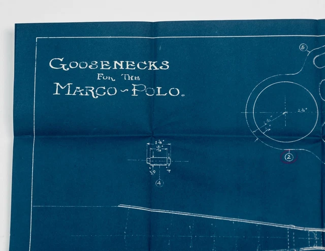 L. Francis Herreshoff Orig Vintage MARCO POLO Boat Blueprint #12/22 Goosenecks