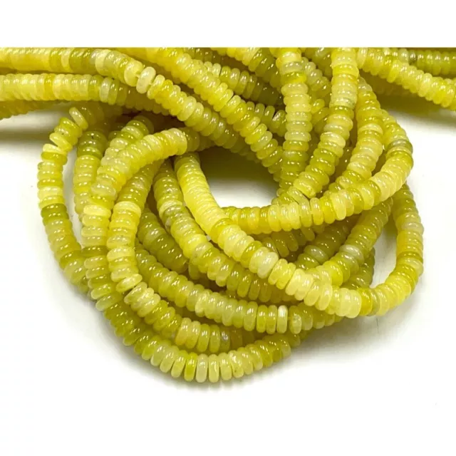 6mm Natural Yellow Jade Smooth Heishi Tyre, Yellow Jade Tire Beads, Yellow Plain