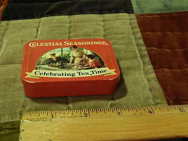 Celestial Seasonings ~ Celebrating Tea Time (3'') Metal Tin Stash Box Container 3