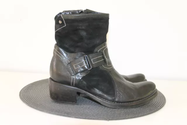 jolies bottines en cuir et daim noir MANAS design pointure 37 parfait état