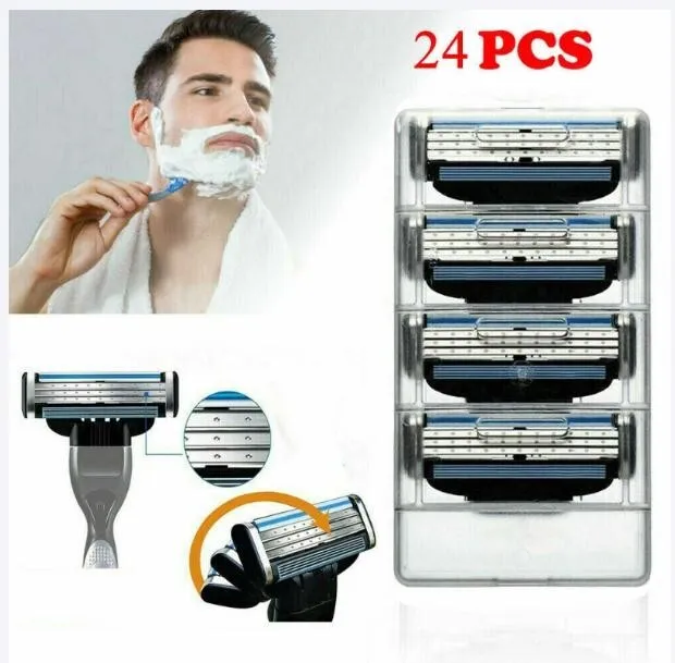 24 Stück Rasierklingen Ersatzklingen Für-Gillette-Mach 3 Rasierklinge Edelstahl