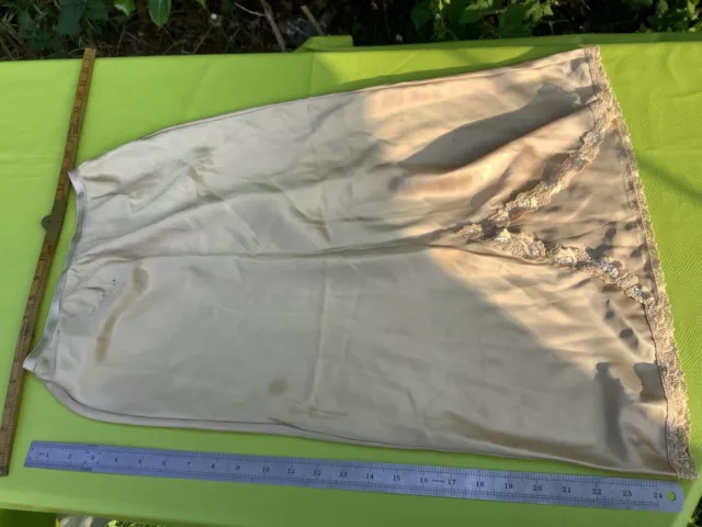 M&S VINTAGE RETRÒ BEIGE UK 8-10 PIZZO PIZZO SOTTOGONNA SLIP Prop Dept