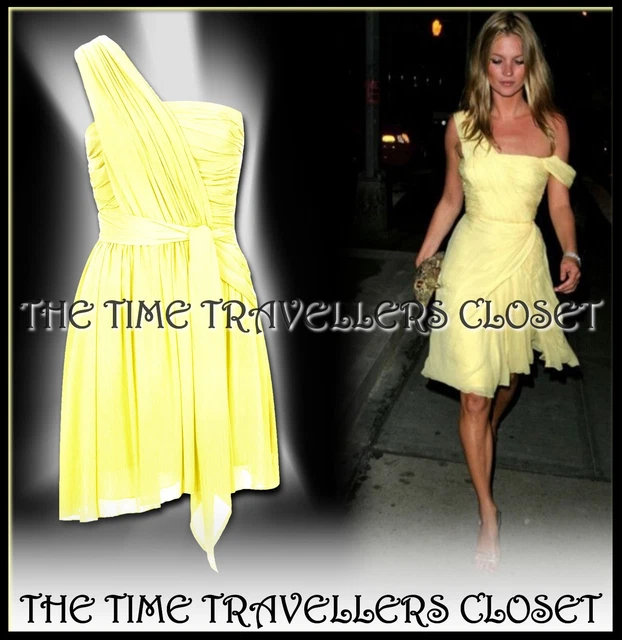 KATE MOSS TOPSHOP Yellow Vintage Chiffon One Shoulder Corset Mini Dress UK  8 36 105.99 - PicClick UK