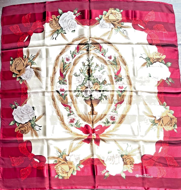 Foulard/Carré/Chale☆LACAVERA☆En soie100%-Hand rolled 50g☆Silk SCARF TBE | UK