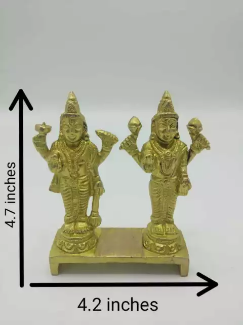 Hand Carved Ram Sita and Brass Idol Sculpture Hindu Religion For Blessing WA85