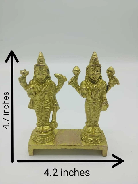 Hand Carved Ram Sita and Brass Idol Sculpture Hindu Religion For Blessing WA