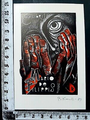 Ex Libris Top P 231 - " Hands " - * Rudolf Kopilov * - X Color Signed !