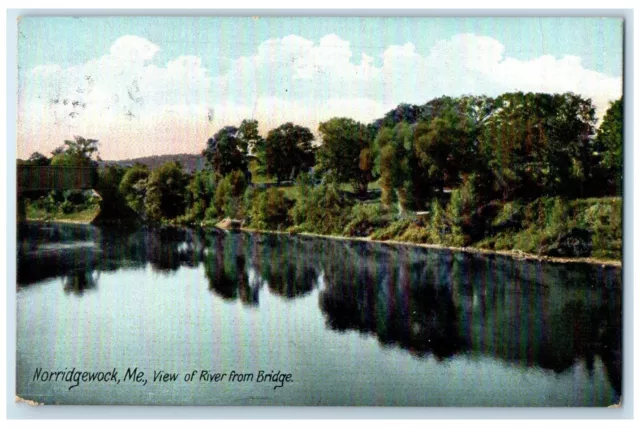 1910 View River From Bridge Norridgewock Maine Vintage Antique Posted Postcard