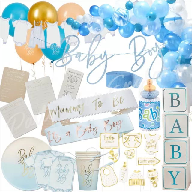 Blue Boy Baby Shower Decorations Tableware Balloons Gender Reveal Party Supplies