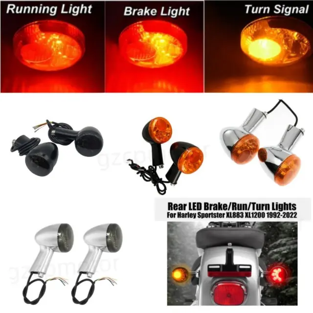 Rear LED Running Brake Turn Signal Tail Lights For Harley Sportster XL 883 1200