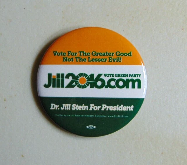 Jill Stein 2016 Third Party campaign pin button political