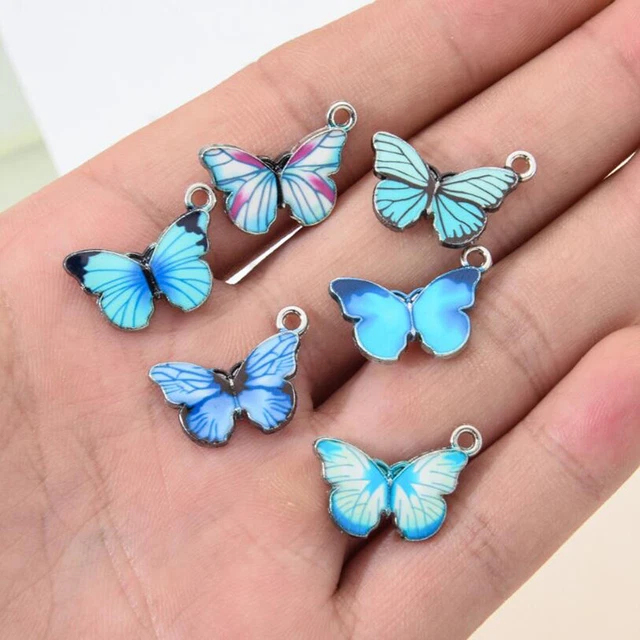 10 Stück Emaille blau Schmetterling Charms Tier Insekt Anhänger DIY SchmuckherCR 2