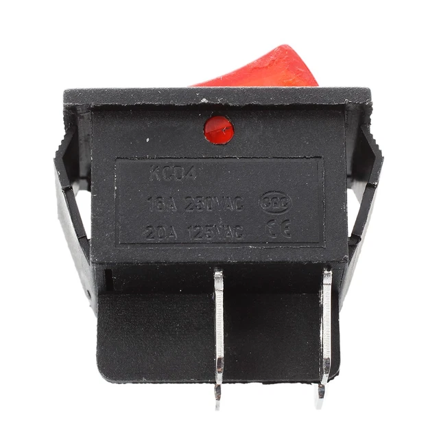 16A/250VAC 20A/125VAC RED Indicator Light 4 Pin ON/OFF DPST Rocker 2 ...