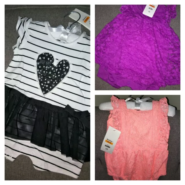 SIZE 00 Romper BULK BABY GIRL  Dress Tutu Purple Black Orange Lace NEW RRP $51