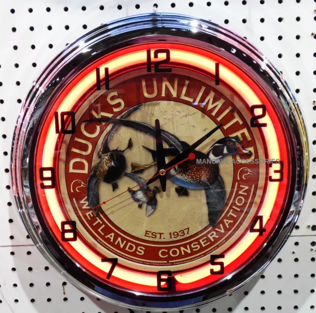 17" DUCKS UNLIMITED Sign Neon Clock Wetlands Conservation