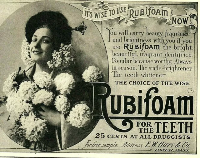 1905 QUACK Dentistry Rubifoam "Beauty Fragrance Brightness With You"  Ad 5045