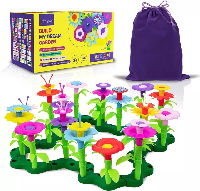 Build My Dream Garden de 105 Piezas – Juguete Stem educacional para niñas de 3 a