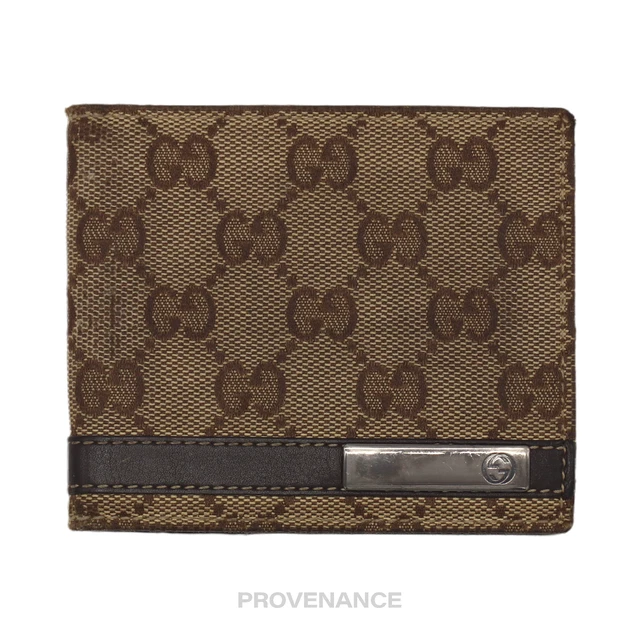 Gucci GG Canvas Money Clip Bifold Wallet - Brown