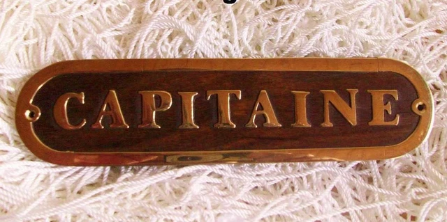 Türschild maritim  "CAPITAINE" ca. 20 x 5 x 1 cm Holz Messing