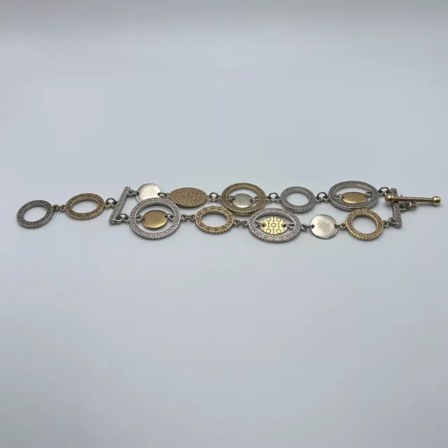 Vintage Premier Designs Bracelet Mixed Metals Silver and Brass Tone Highlights 3