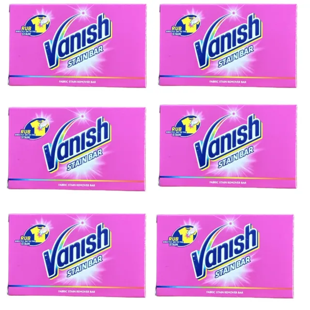 6 x Vanish Fabric Stain Remover Soap Bar Pre-Wash Bar 75g Fabric Laundry  Boxed