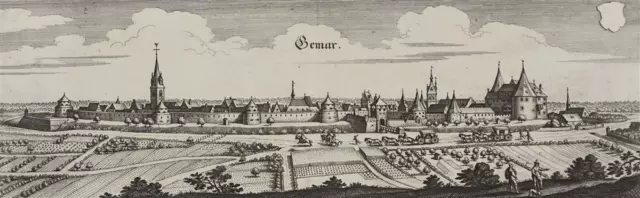 GEMAR / Guémar - Vogelschau - Matthäus Merian - Kupferstich 1643