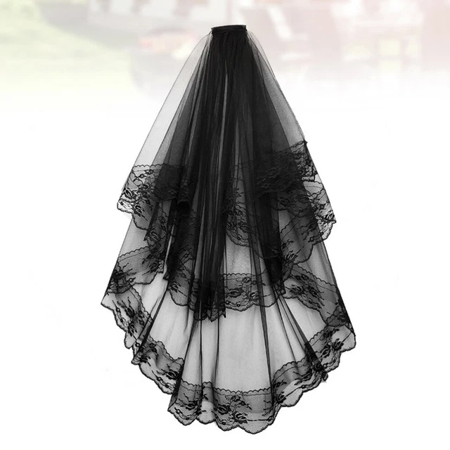 Forniture Macrame Sposa Velo Matrimonio Testa Copricapo Donna Nero