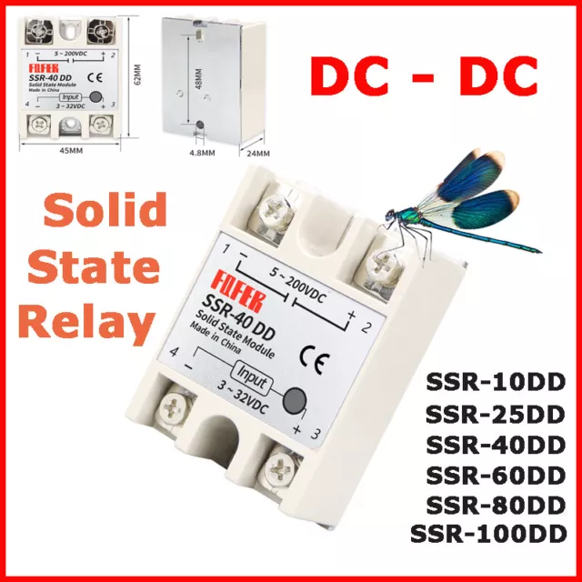 Single Phase Solid State Relay Module DC - DC SSR 10DD - 100DD DC3-32V DC5-200V