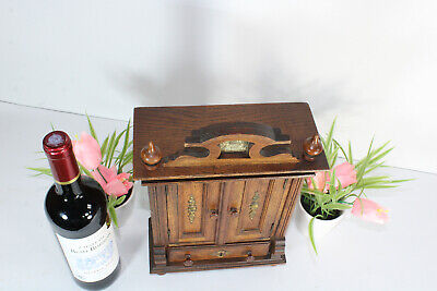 Antique dutch wood carved miniature master cabinet 3