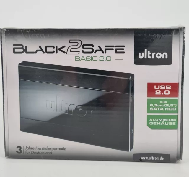 Ultron Black 2 Safe Festplatte SATA USB 2.0 Mobiles Aluminiumgehäuse 2,5"(6,3cm)