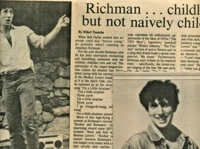 Jonathan Richman rare collection 2 clips 1986 San Diego; Archive of the Eighties