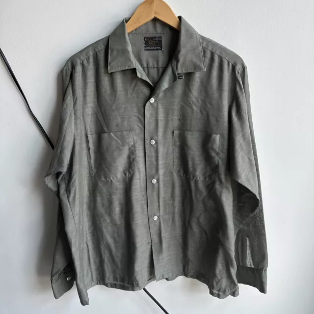 Vintage Sears Perma Prest Combed Cotton Button Down Shirt 70s Size 16 1/2 33