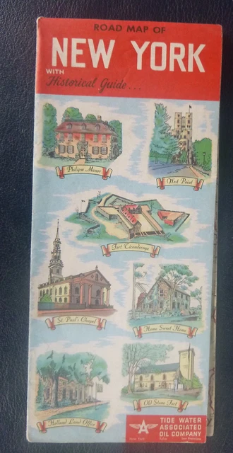 1952 New York   road map Tydol  Flying A  oil  gas pictorial guides