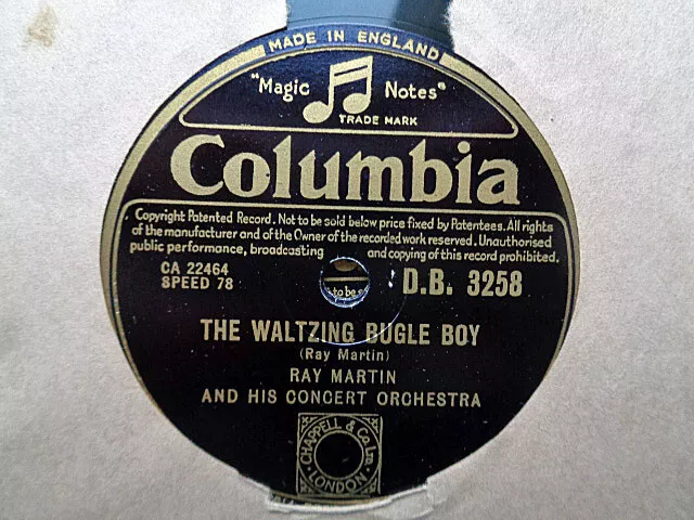 RAY MARTIN - The Waltzing Bugle Boy / Lazy Cowboy 78 rpm disc (A++)