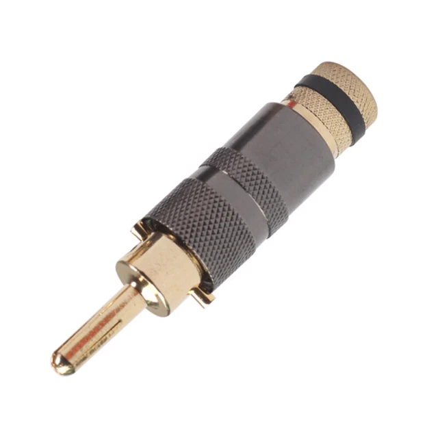 Lot De 4 Connecteurs Audio Plaqués Or – Mâle Vers Câble Haut-parleur – Rouge Et Noir, 4.3x1.1 Cm