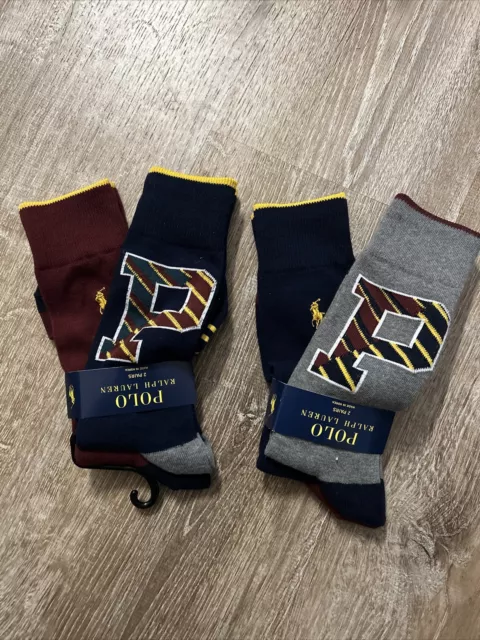 Ralph Lauren Polo Sport Socks Mens Lg shoe Size 6-12 1/2 -Lot Of 4 Pair