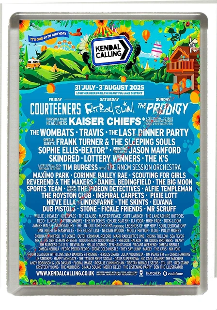 KENDAL CALLING - Music Festival 2025 Line Up Kühlschrankmagnet groß 90 ...