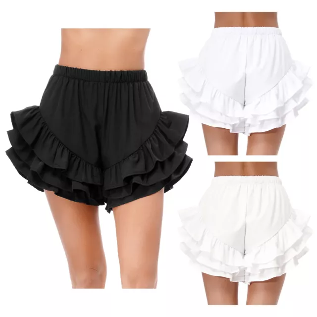 Women's Tiered Pumpkin Bloomers Shorts Elastic Waist Ruffled Shorts Pantaloons