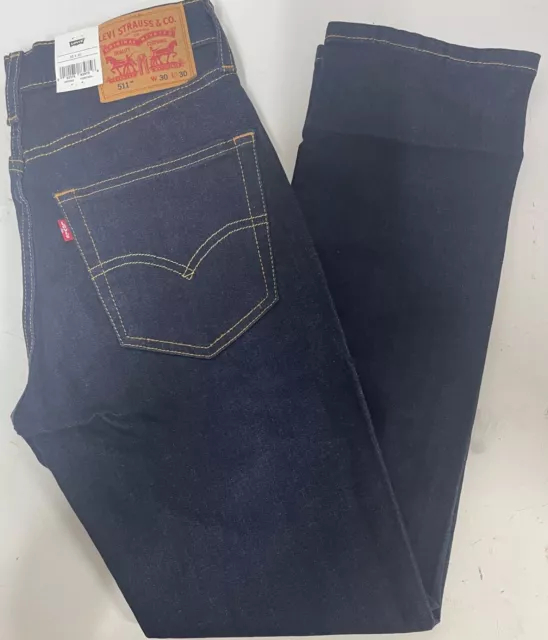 NEW MENS LEVIS 511 Slim Fit Stretch Denim Jeans Dark Blue Waist Size 30 ...
