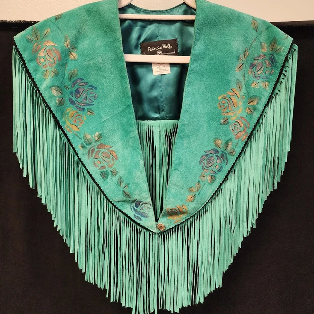 Vintage Patricia Wolf Suede Western Fringe Collar